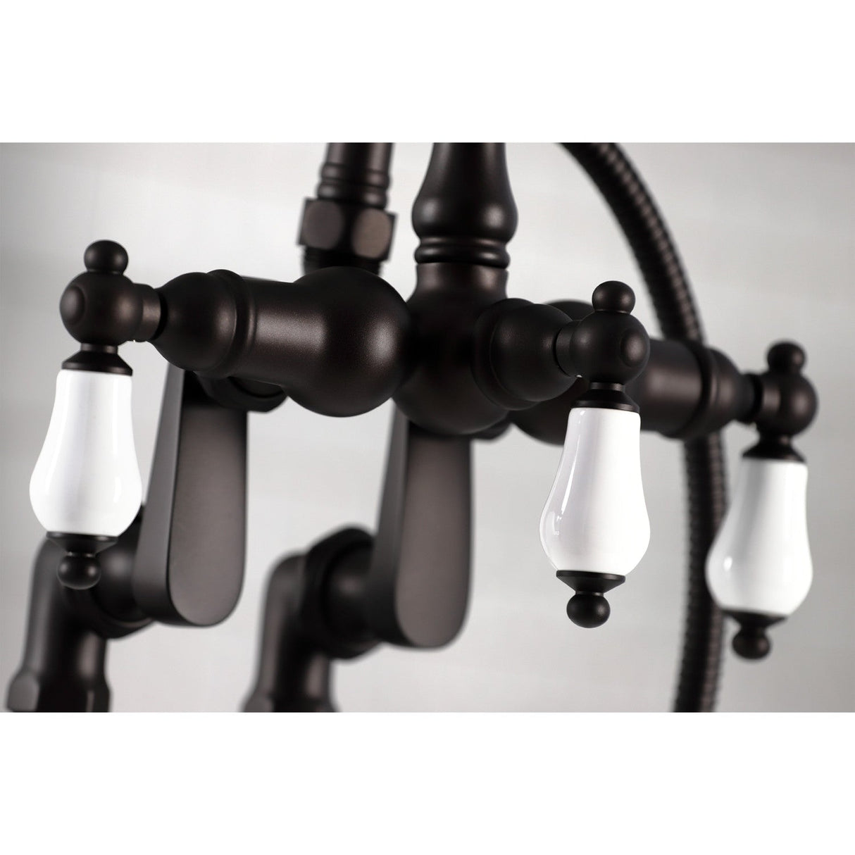 Vintage CC6015T5 Three-Handle 2-Hole Deck Mount Clawfoot Tub Faucet with Hand Shower, Oil Rubbed Bronze