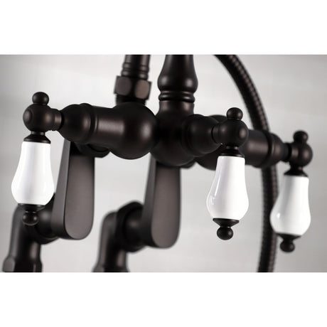 Vintage CC6015T5 Three-Handle 2-Hole Deck Mount Clawfoot Tub Faucet with Hand Shower, Oil Rubbed Bronze