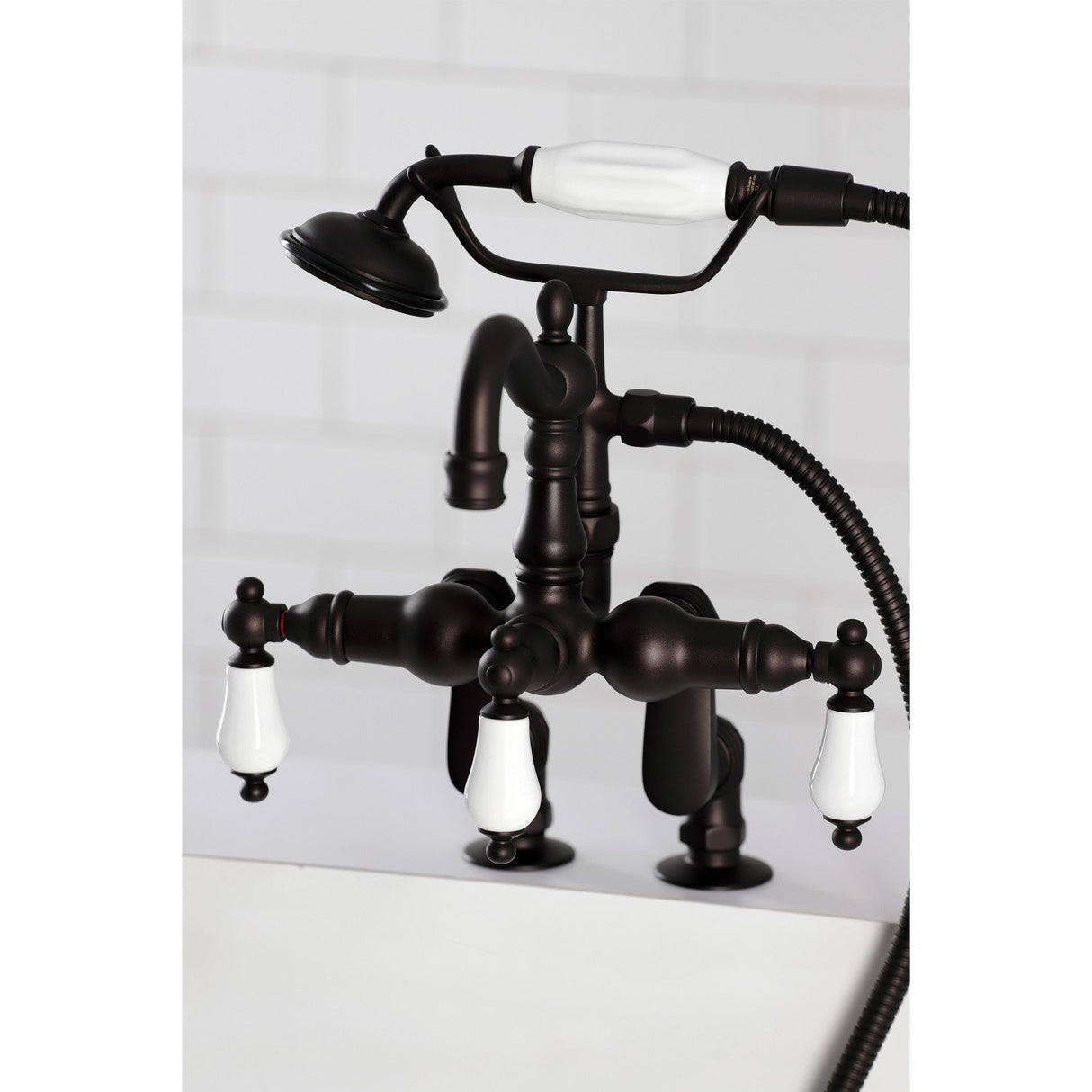 Vintage CC6015T5 Three-Handle 2-Hole Deck Mount Clawfoot Tub Faucet with Hand Shower, Oil Rubbed Bronze
