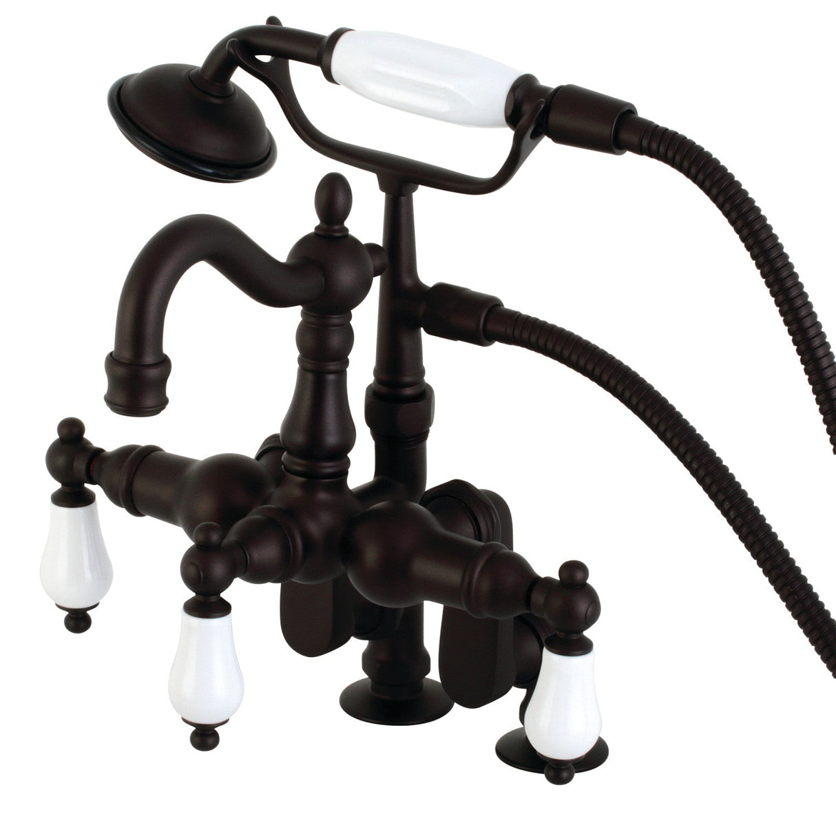 Vintage CC6015T5 Three-Handle 2-Hole Deck Mount Clawfoot Tub Faucet with Hand Shower, Oil Rubbed Bronze