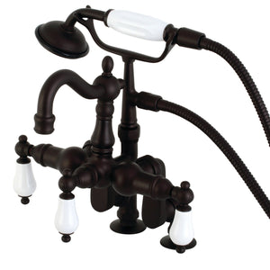 Vintage CC6015T5 Three-Handle 2-Hole Deck Mount Clawfoot Tub Faucet with Hand Shower, Oil Rubbed Bronze