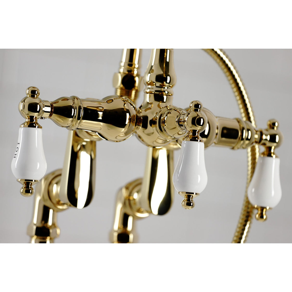 Vintage CC6017T2 Three-Handle 2-Hole Deck Mount Clawfoot Tub Faucet with Hand Shower, Polished Brass