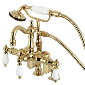 Vintage CC6017T2 Three-Handle 2-Hole Deck Mount Clawfoot Tub Faucet with Hand Shower, Polished Brass
