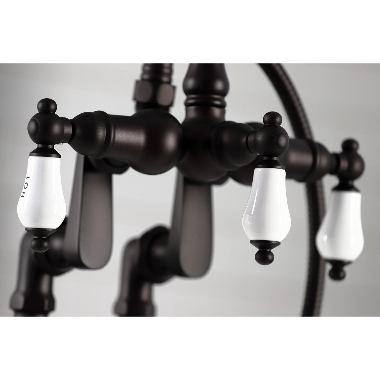 Vintage CC6017T5 Three-Handle 2-Hole Deck Mount Clawfoot Tub Faucet with Hand Shower, Oil Rubbed Bronze