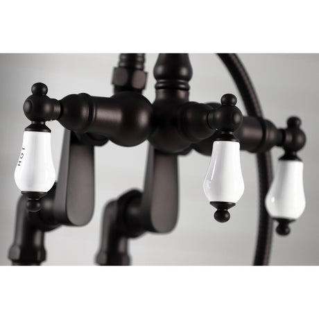 Vintage CC6017T5 Three-Handle 2-Hole Deck Mount Clawfoot Tub Faucet with Hand Shower, Oil Rubbed Bronze