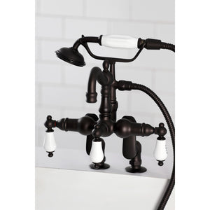 Vintage CC6017T5 Three-Handle 2-Hole Deck Mount Clawfoot Tub Faucet with Hand Shower, Oil Rubbed Bronze