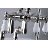 Vintage CC6017T8 Three-Handle 2-Hole Deck Mount Clawfoot Tub Faucet with Hand Shower, Brushed Nickel