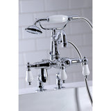 Vintage CC6018T1 Three-Handle 2-Hole Deck Mount Clawfoot Tub Faucet with Hand Shower, Polished Chrome