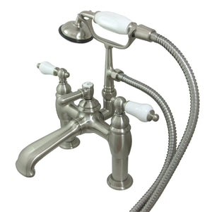 Vintage CC605T8 Three-Handle 2-Hole Deck Mount Clawfoot Tub Faucet with Hand Shower, Brushed Nickel