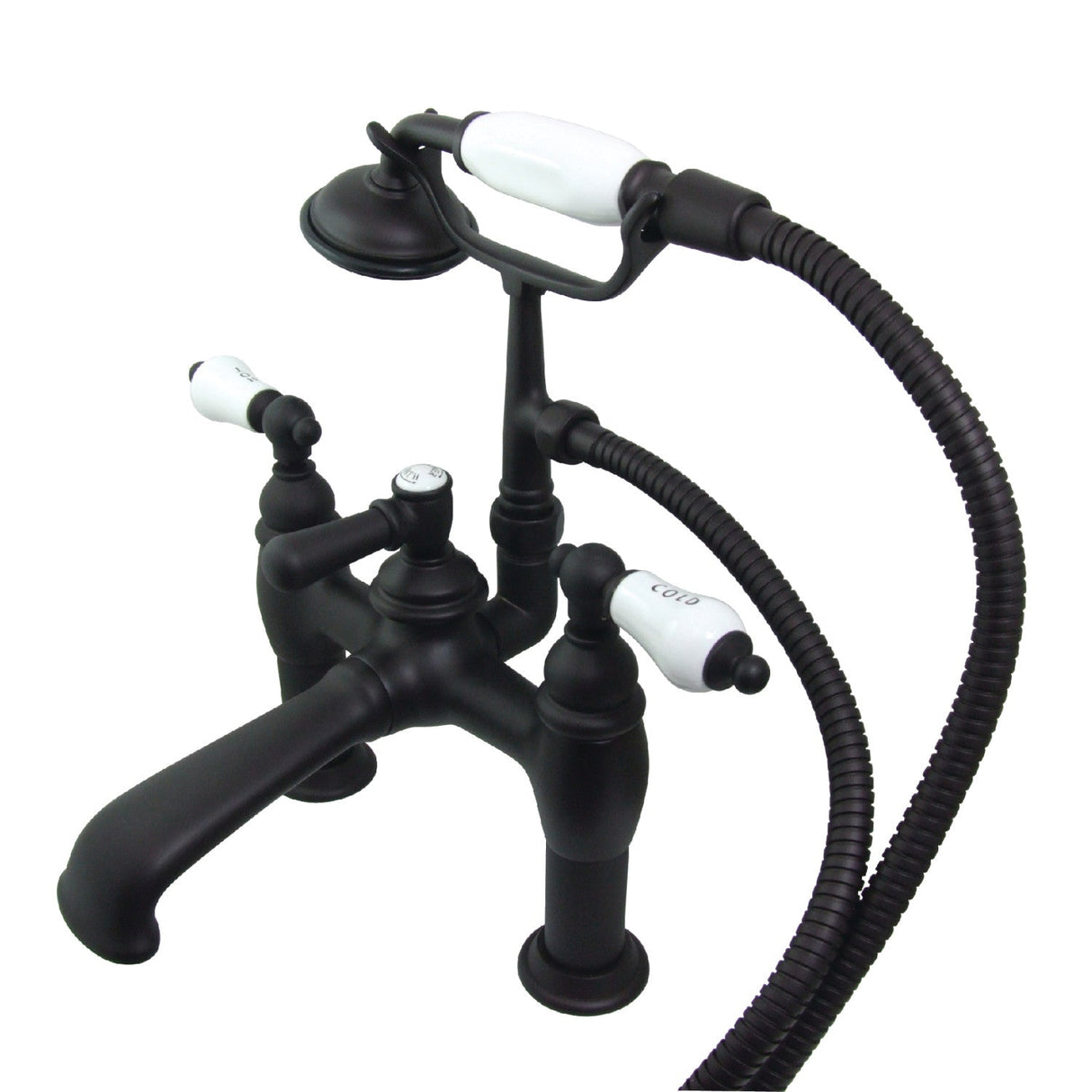 Vintage CC607T5 Three-Handle 2-Hole Deck Mount Clawfoot Tub Faucet with Hand Shower, Oil Rubbed Bronze