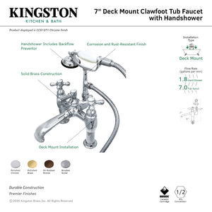 Vintage CC609T5 Two-Handle 2-Hole Deck Mount Clawfoot Tub Faucet with Hand Shower, Oil Rubbed Bronze