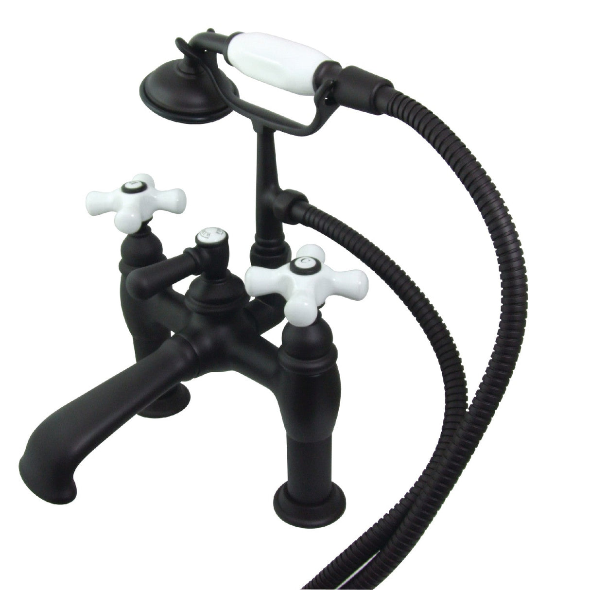 Vintage CC611T5 Three-Handle 2-Hole Deck Mount Clawfoot Tub Faucet with Hand Shower, Oil Rubbed Bronze