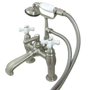 Vintage CC611T8 Three-Handle 2-Hole Deck Mount Clawfoot Tub Faucet with Hand Shower, Brushed Nickel