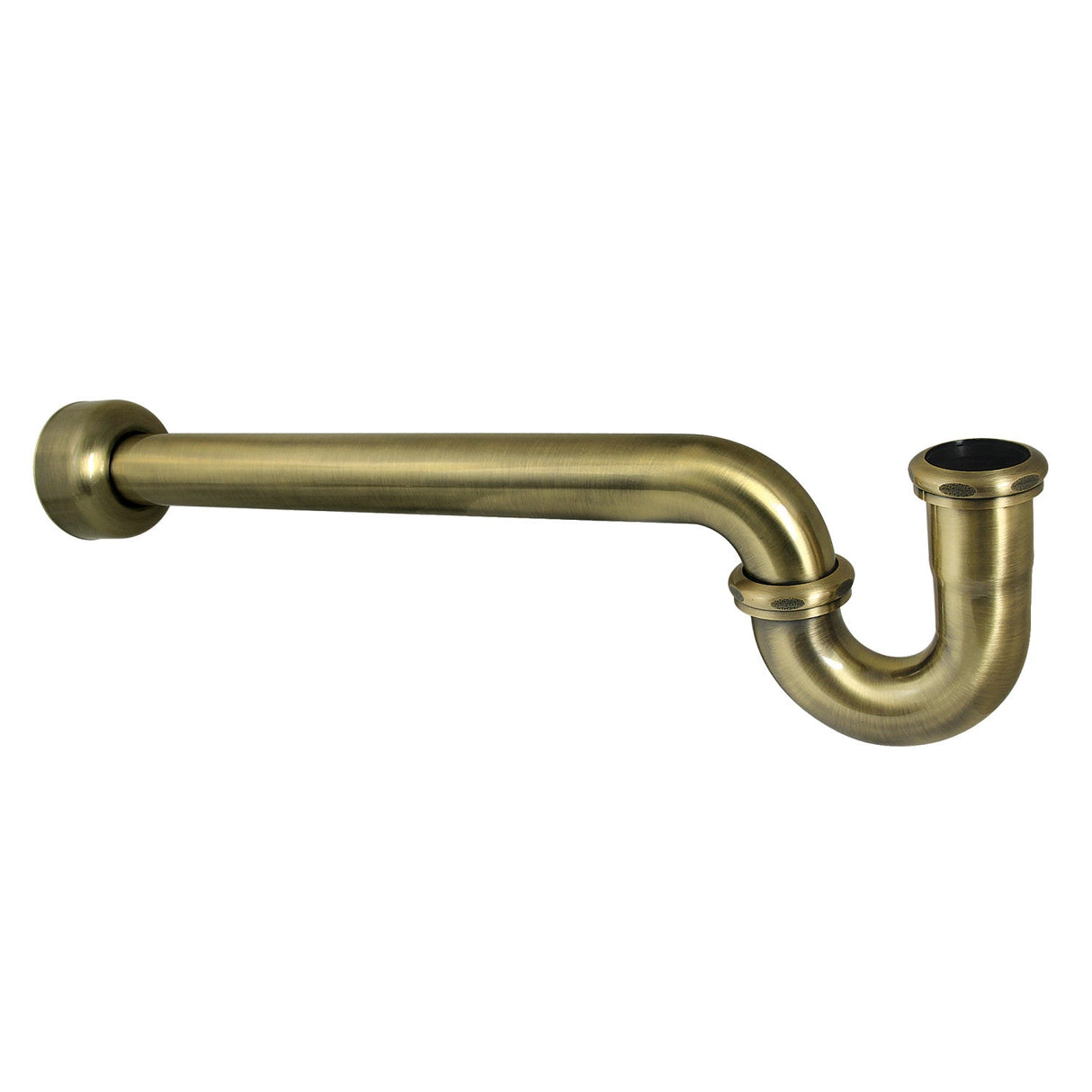 Trimscape CC6123 1-1/2 Inch Decor P-Trap with High Box Flange, 19 Inch Length, 18 Gauge, Antique Brass