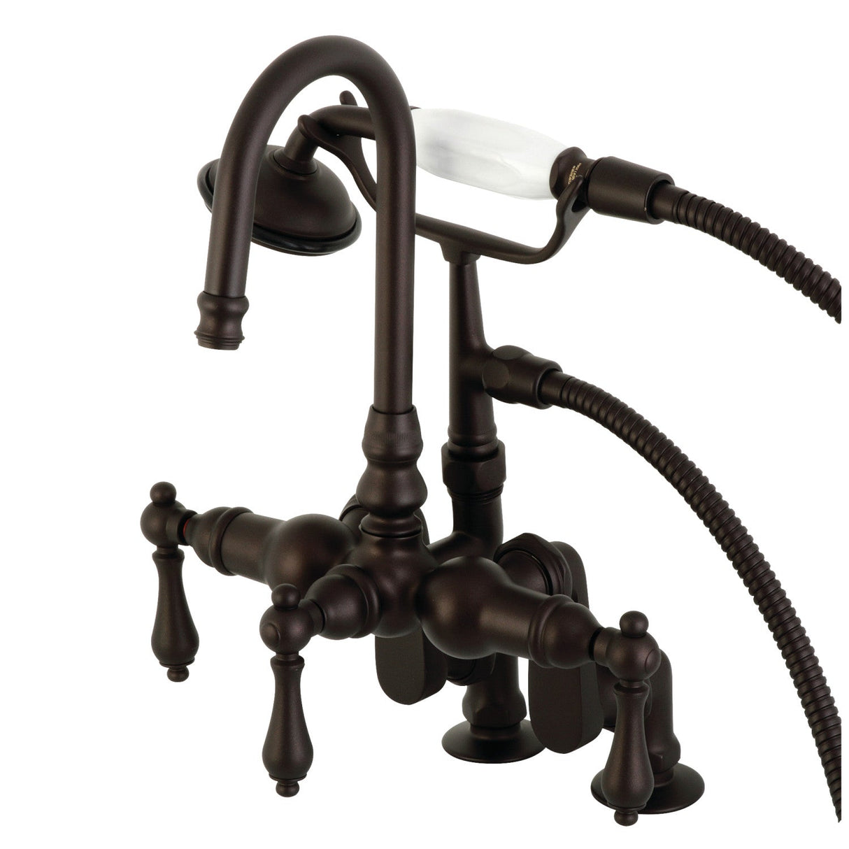 Vintage CC613T5 Three-Handle 2-Hole Deck Mount Clawfoot Tub Faucet with Hand Shower, Oil Rubbed Bronze