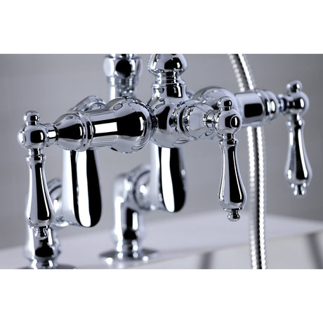 Vintage CC614T1 Three-Handle 2-Hole Deck Mount Clawfoot Tub Faucet with Hand Shower, Polished Chrome