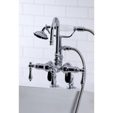 Vintage CC614T1 Three-Handle 2-Hole Deck Mount Clawfoot Tub Faucet with Hand Shower, Polished Chrome