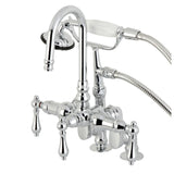 Vintage CC614T1 Three-Handle 2-Hole Deck Mount Clawfoot Tub Faucet with Hand Shower, Polished Chrome