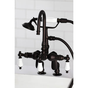 Vintage CC615T5 Three-Handle 2-Hole Deck Mount Clawfoot Tub Faucet with Hand Shower, Oil Rubbed Bronze