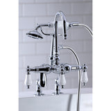 Vintage CC616T1 Three-Handle 2-Hole Deck Mount Clawfoot Tub Faucet with Hand Shower, Polished Chrome