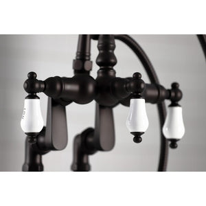 Vintage CC617T5 Three-Handle 2-Hole Deck Mount Clawfoot Tub Faucet with Hand Shower, Oil Rubbed Bronze