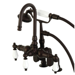 Vintage CC617T5 Three-Handle 2-Hole Deck Mount Clawfoot Tub Faucet with Hand Shower, Oil Rubbed Bronze