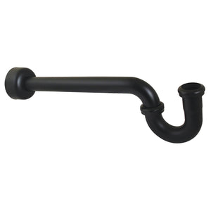 Trimscape CC6180MB 1-1/4 Inch Decor P-Trap with High Box Flange, 18 Inch Length, 18 Gauge, Matte Black