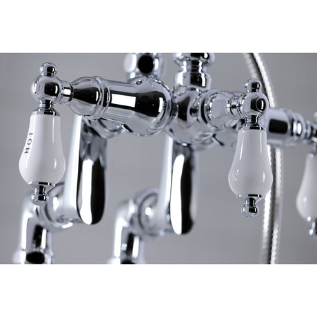 Vintage CC618T1 Three-Handle 2-Hole Deck Mount Clawfoot Tub Faucet with Hand Shower, Polished Chrome