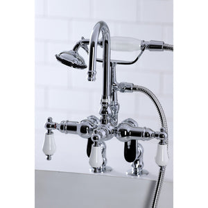Vintage CC618T1 Three-Handle 2-Hole Deck Mount Clawfoot Tub Faucet with Hand Shower, Polished Chrome