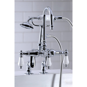 Vintage CC618T1 Three-Handle 2-Hole Deck Mount Clawfoot Tub Faucet with Hand Shower, Polished Chrome