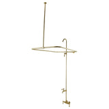 Vintage CC61T7 Four-Handle 2-Hole Tub Wall Mount Clawfoot Tub Faucet with Shower Enclosure, Brushed Brass