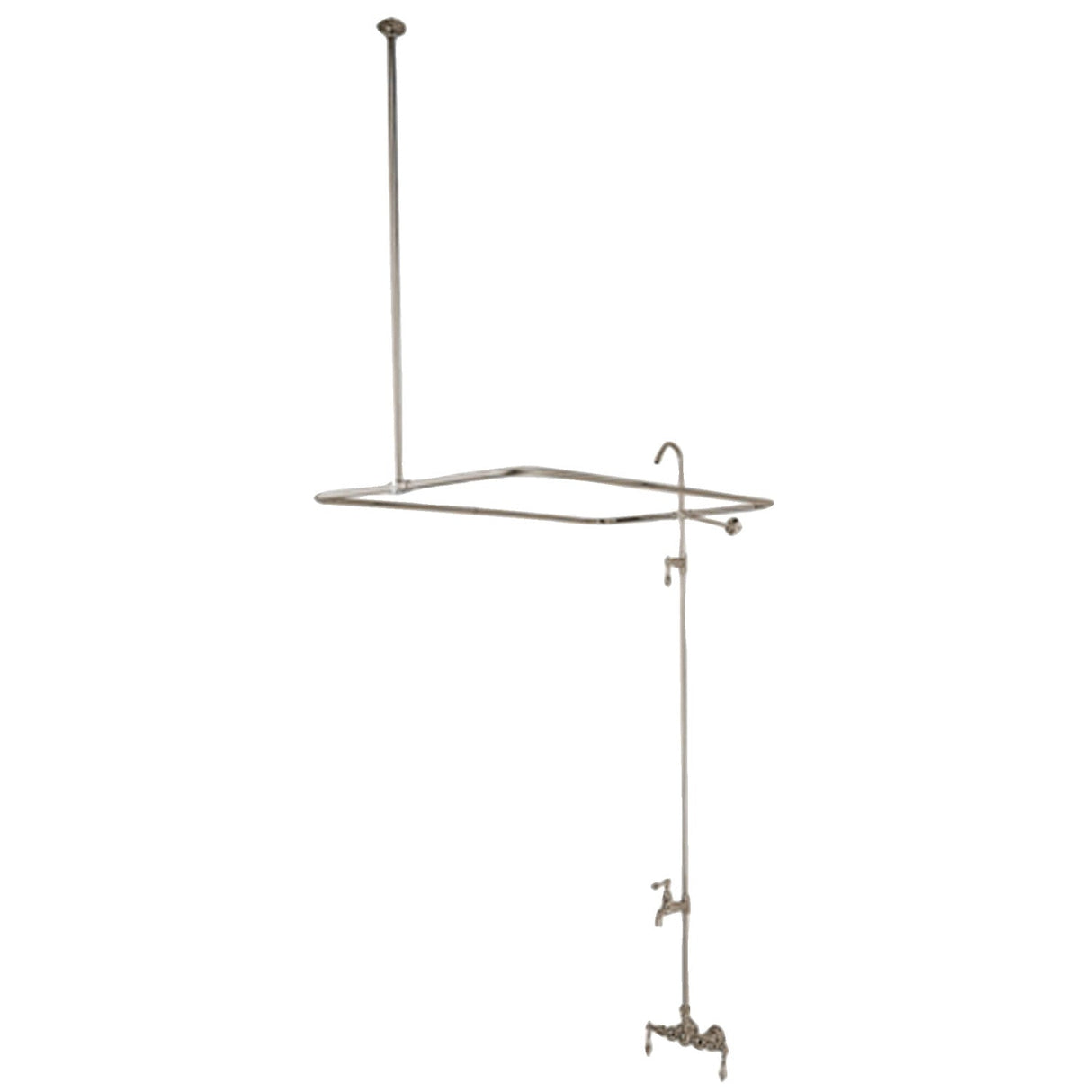 Vintage CC61T8 Four-Handle 2-Hole Tub Wall Mount Clawfoot Tub Faucet with Shower Enclosure, Brushed Nickel