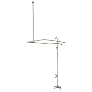 Vintage CC61T8 Four-Handle 2-Hole Tub Wall Mount Clawfoot Tub Faucet with Shower Enclosure, Brushed Nickel