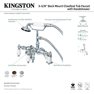 Vintage CC621T5 Three-Handle 2-Hole Deck Mount Clawfoot Tub Faucet with Hand Shower, Oil Rubbed Bronze
