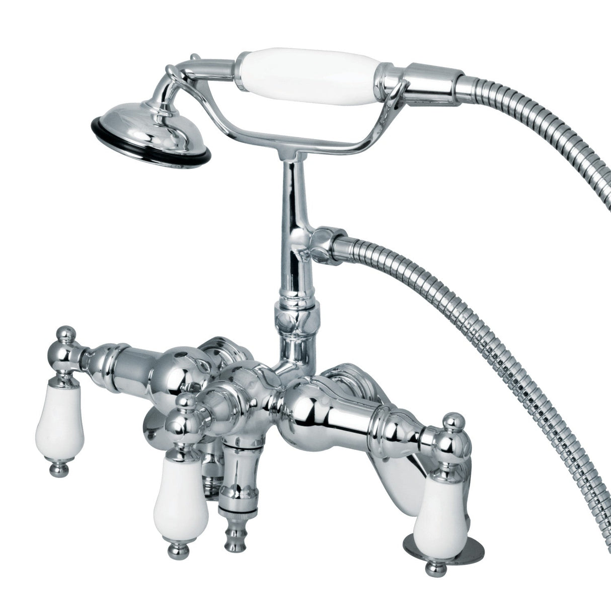Vintage CC622T1 Three-Handle 2-Hole Deck Mount Clawfoot Tub Faucet with Hand Shower, Polished Chrome