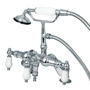 Vintage CC622T1 Three-Handle 2-Hole Deck Mount Clawfoot Tub Faucet with Hand Shower, Polished Chrome