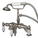 Vintage CC623T8 Three-Handle 2-Hole Deck Mount Clawfoot Tub Faucet with Hand Shower, Brushed Nickel