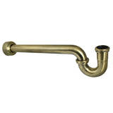 Trimscape CC6243 1-1/4 (or 1-1/2) x 1-1/2 Inch Decor P-Trap with High Box Flange, 19 Inch Length, 18 Gauge, Antique Brass