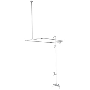 Vintage CC62T1 Four-Handle 2-Hole Tub Wall Mount Clawfoot Tub Faucet with Shower Enclosure, Polished Chrome