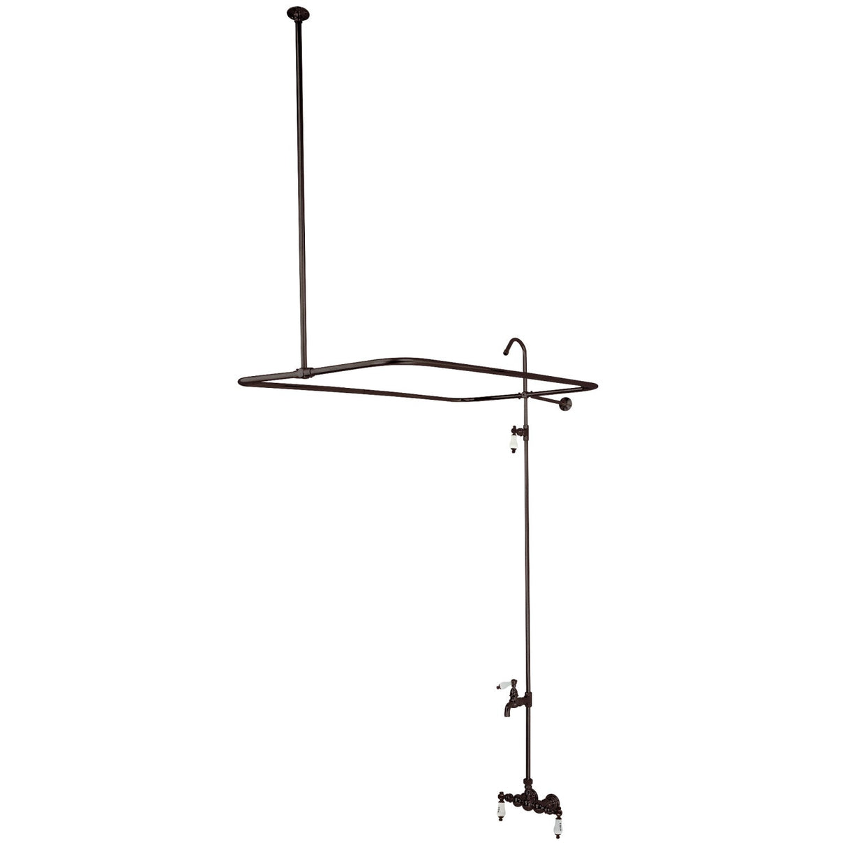 Vintage CC63T5 Three-Handle 2-Hole Tub Wall Mount Clawfoot Tub Faucet with Shower Enclosure, Oil Rubbed Bronze
