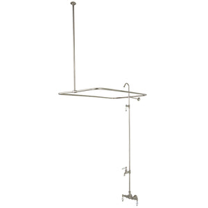 Vintage CC63T8 Three-Handle 2-Hole Tub Wall Mount Clawfoot Tub Faucet with Shower Enclosure, Brushed Nickel