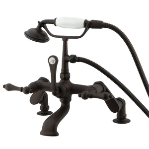 Vintage CC651T5 Three-Handle 2-Hole Deck Mount Clawfoot Tub Faucet with Hand Shower, Oil Rubbed Bronze