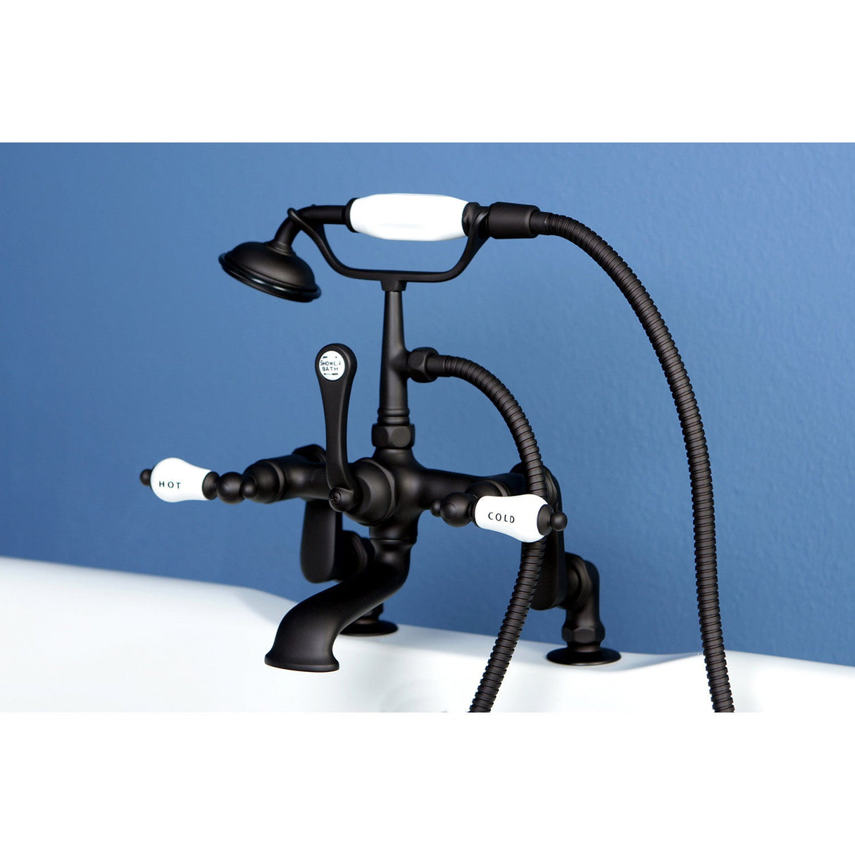 Vintage CC653T5 Three-Handle 2-Hole Deck Mount Clawfoot Tub Faucet with Hand Shower, Oil Rubbed Bronze
