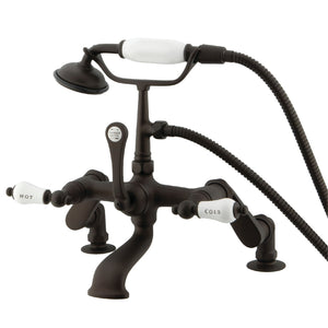 Vintage CC653T5 Three-Handle 2-Hole Deck Mount Clawfoot Tub Faucet with Hand Shower, Oil Rubbed Bronze