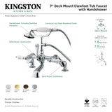 Vintage CC653T8 Three-Handle 2-Hole Deck Mount Clawfoot Tub Faucet with Hand Shower, Brushed Nickel