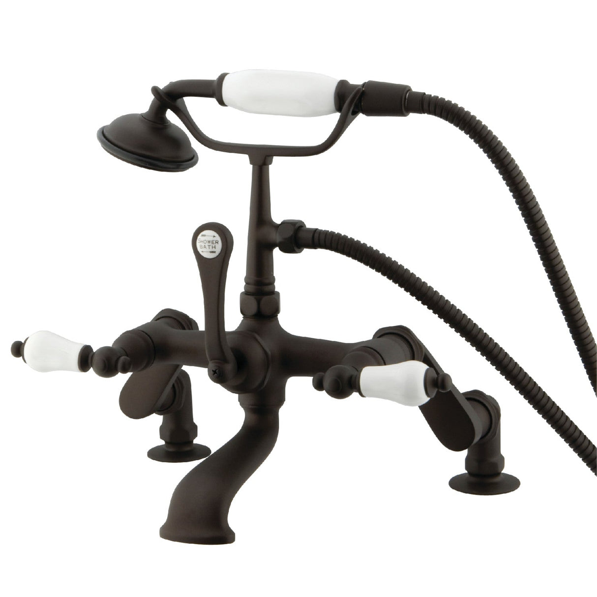 Vintage CC655T5 Three-Handle 2-Hole Deck Mount Clawfoot Tub Faucet with Hand Shower, Oil Rubbed Bronze