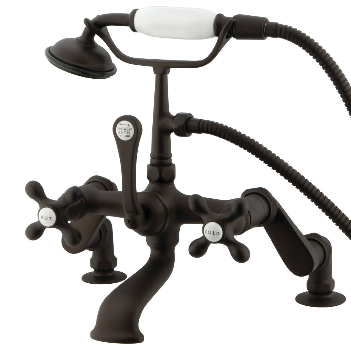 Vintage CC657T5 Three-Handle 2-Hole Deck Mount Clawfoot Tub Faucet with Hand Shower, Oil Rubbed Bronze
