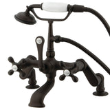 Vintage CC657T5 Three-Handle 2-Hole Deck Mount Clawfoot Tub Faucet with Hand Shower, Oil Rubbed Bronze