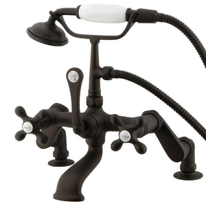 Vintage CC657T5 Three-Handle 2-Hole Deck Mount Clawfoot Tub Faucet with Hand Shower, Oil Rubbed Bronze