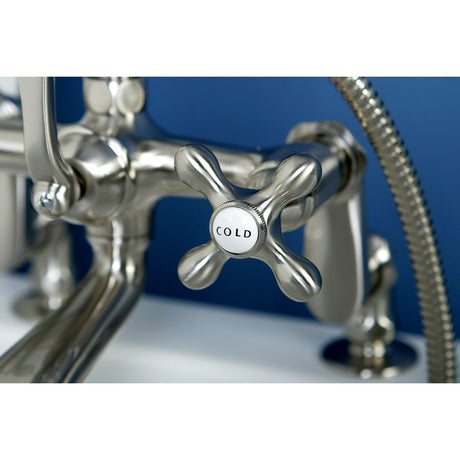 Vintage CC657T8 Three-Handle 2-Hole Deck Mount Clawfoot Tub Faucet with Hand Shower, Brushed Nickel